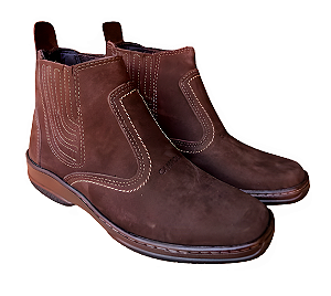 Bota Masculina Casual Cor Marrom Couro Nobuck Legitimo Original Botina Solado Borracha Costurado Botinha Country Resistente Resistente Forte Referencia 2520 Marca Campolina
