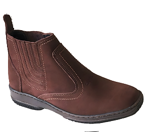 Bota Masculina Casual Cor Marrom Couro Legitimo Original Botina Solado Borracha Costurado Botinha Country Resistente Forte Referencia 2520 Marca Campolina