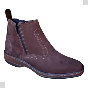 Bota Masculina Casual Cor Marrom Café Com Ziper Fecho Couro Legitimo Original Botina Solado Borracha Costurado Botinha Country Resistente Forte Referencia 2520 Marca Campolina