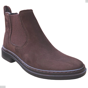 Bota Chelsea Masculina Casual Cor Marrom Café Botina Couro Nobuck Legitimo Original Solado PU Super Leve Costurado Botinha Country Resistente Forte