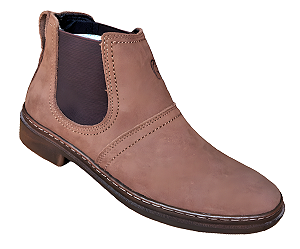 Bota Chelsea Masculina Casual Cor Marrom Claro Rato Botina Couro Nobuck Legitimo Original Solado Borracha Costurado Botinha Country Resistente Forte Referencia 2965 Marca Campolina
