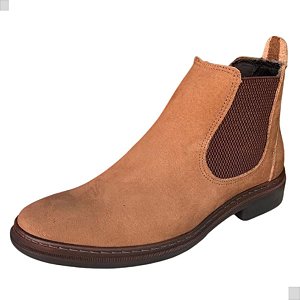 Bota Chelsea Masculina Casual Cor Marrom Claro Rato Botina Couro Nobuck Legitimo Original Solado Borracha Costurado Botinha Country Resistente Forte Referencia 3465 Marca Campolina
