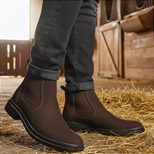 Bota Chelsea Masculina Casual Cor Marrom Café Botina Couro Nobuck Legitimo Original Solado Costurado Botinha Country Resistente Forte Referencia 3461 Marca Campolina