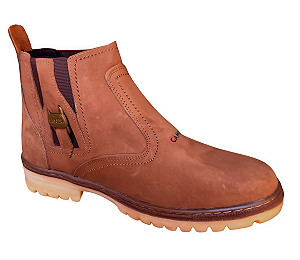 Bota Masculina Casual Em Couro Nobuck Legitimo Original Cor Marrom Claro Solado Borracha Latex Costurado Botina Para Trilha Mato Fazenda Sitio Dia a Dia Cidade Botinha Forrada Confortavel