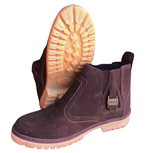 Bota Masculina Casual Estilo Coturno Sem Cadarço Em Couro Nobuck Legitimo Original Cor Marrom Café Solado Borracha Latex Costurado Botina Para Trilha Mato Fazenda Sitio Dia a Dia Cidade Botinha Forrada Confortavel Referencia 1080 Marca Campolina
