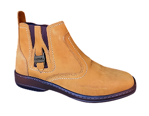 Bota Botina Masculina Casual Cor Amarelo Castor Couro Nobuck Legitimo Original Solado Borracha Costurado Botinha Country Resistente Forte Referencia 1020 Marca Campolina