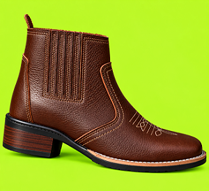 Bota Texana Country Cowboy Vaquejada Cavalgada Masculina Cor Marrom Café Couro Legitimo Original Solado Bico Quadrado Costurado Botinha Social