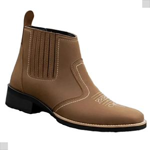 Bota Texana Country Bico Quadrado Cowboy Vaquejada Cavalgada Masculina Cor Marrom Claro Rato Couro Nobuck Legitimo Original Solado Marca Campolina