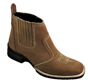 Bota Texana Country Cowboy Vaquejada Cavalgada Masculina Cor Marrom Claro Rato Couro Nobuck Legitimo Original Solado Bico Quadrado Costurado Botinha Social Resistente Forte Referencia 3041 Marca Campolina