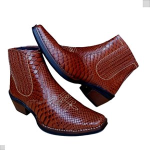 Bota Country Masculina Marrom Couro Legítimo Anaconda Cowboy Vaquejada Cavalgada Campolina 3331