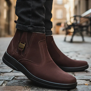 DUPLICADO - Bota Social Botina Masculina Casual Cor Amarelo Castor Couro Nobuck Legitimo Original Solado Borracha Costurado Botinha Country Resistente Forte Referencia 1020 Marca Campolina