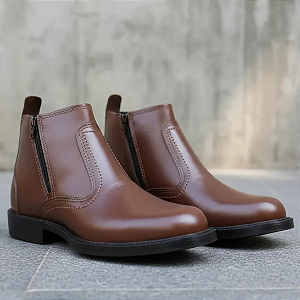 Bota Social Casual Masculina Em Couro Legitimo Botina Com Ziper Fecho Botinha Country Solado Borracha Costurado Calçado Marca Campolina