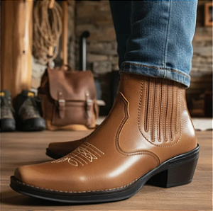 Bota Country Cowboy Sertaneja Vaquejada Cavalgada Botina Em Couro Legitimo Original Marca Campolina Salto Carrapeta Botinha Forrada Agro Agronegocio