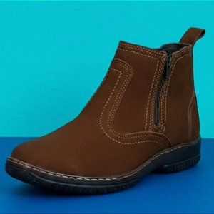 Bota Casual Com Ziper Botina Trabalho Passeio Modelo Masculina Cor Marrom Couro Nobuck Legitimo Original Solado Borracha Costurado Botinha Country Resistente Resistente Forte Referencia 2220 Marca Campolina