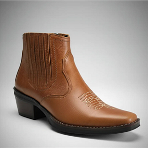 DUPLICADO - Bota Country Masculina Azul Couro Legítimo Cowboy Vaquejada Rodeio Cavalgada Salto Carrapeta Solado Borracha Campolina 3331