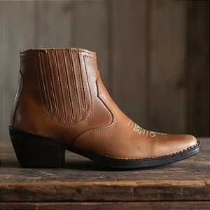 Bota Country Masculina Texana Couro Legítimo Cowboy Vaquejada Cavalgada Salto Carrapeta Solado Borracha 3331 Campolina