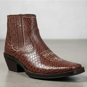 Bota Country Cowboy Masculina Campolina 3331 Couro Legítimo Boi Marrom Anaconda Vaquejada Cavalgada