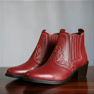 Bota Country Masculina Vermelha Couro Legítimo Original Cowboy Vaquejada Cavalgada Solado Costurado 3636