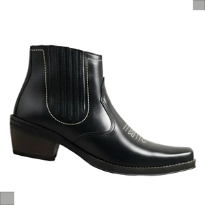 Bota Country Cowboy Masculina Vaquejada Cavalgada Masculina Preta Botina Couro Legitimo Original Solado Borracha Salto Carrapeta Costurado 3331 Marca Campolina