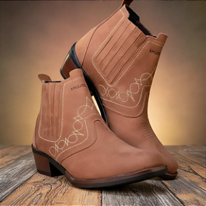 Bota Country Cowboy Masculina Marrom Claro Rato Couro Legítimo Campolina 3636 Vaquejada Cavalgada Rodeio Texana