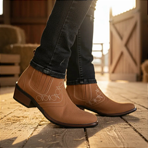 Bota Country Masculina Marrom Claro Rato Couro Legítimo Campolina 3636 Vaquejada Cavalgada Rodeio Texana
