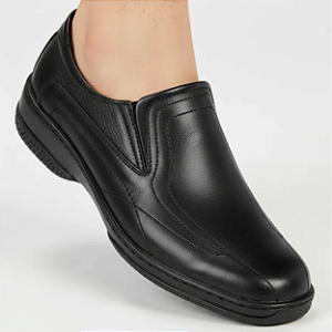 Sapato Social Masculino Preto Couro Legítimo Zíper Solado Borracha Costurado Meia Bota Campolina
