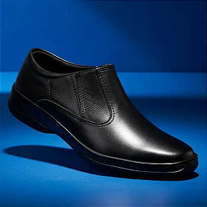 Sapato Social Masculino Preto Couro Legítimo Zíper Meia Bota Solado Borracha Costurado 5020 Marca Campolina