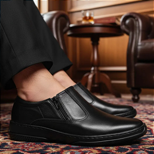 Sapato Social Masculino Preto Couro Legítimo Com Zíper Meia Bota Solado Borracha Costurado 5020 Marca Campolina