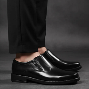 Sapato Social Masculino Couro Legítimo Preto Com Zíper Solado Borracha Costurado Meia Bota Campolina 5035