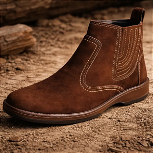 Bota Country Casual Cor Marrom Couro Legitimo Original Botina Solado Borracha Costurado Botinha Country Resistente Referencia 2520 Marca Campolina