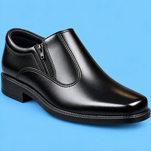 Sapato Social Casual Masculino Couro Legítimo Preto Com Zíper Fecho Solado Borracha Costurado Meia Bota Campolina 5035