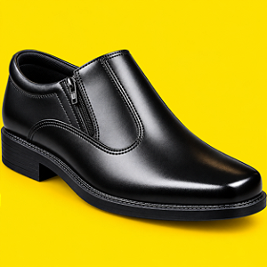 Sapato Social Masculino Couro Legítimo Preto Com Zíper Solado Borracha Costurado Meia Bota Campolina 5035