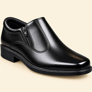 Sapato Social Masculino Couro Legítimo Preto Com Zíper Fecho Solado Borracha Costurado Meia Bota Marca Campolina 5035