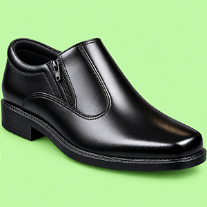 Sapato Social Masculino Couro Legítimo Preto Com Zíper Fecho Solado Borracha Costurado Marca Campolina 5035