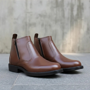 Bota Casual Social Masculina Em Couro Legitimo Botina Com Ziper Fecho Botinha Solado Borracha Costurado Calçado Marca Campolina
