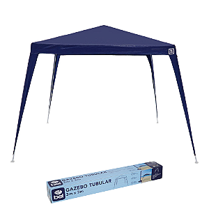 Tenda Gazebo Tubular 3m x 3m Polietileno Azul Bel