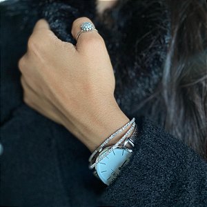 Pulseira elástico cristal prata