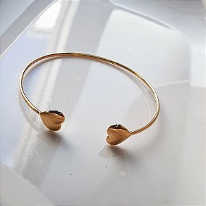 Bracelete liso dois corações