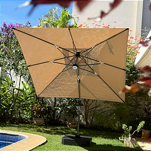 Ombrelone guarda sol lateral 3x3 Monte Carlo base 150 litros bege