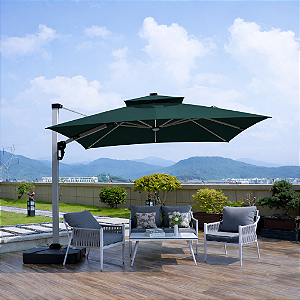 Ombrelone Guarda Sol Lateral 3x3m Aluminio Led Solar Premium Verde-escuro Lisa