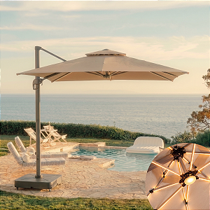 Ombrelone Guarda Sol Lateral Solar Premium Quadrado Base 150l