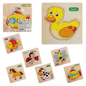 Quebra-Cabeça 3D Animais em Madeira - 6 peças