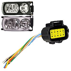 * Chicote Elétrico do Farol Scania Série 5 (2016 a 2023) – Conector Fêmea 10 Vias, Plug Econoseal C2,