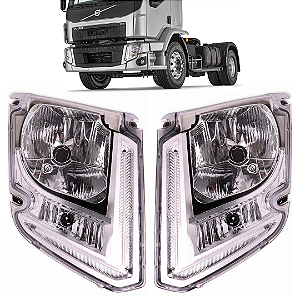 * Par Farol Principal Dianteiro Com Led Volvo Vm 2014 Em Diante (Importado)