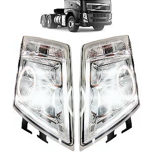 * Par Farol Principal Volvo FH FM 2010 a 2014 Foco Modificado Alta Iluminação (Sem Pisca No Led)