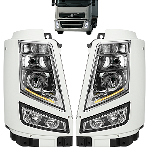 Kit Iluminação Volvo FH FM Clássico 2010 a 2014 Farol Modificado Com Pisca Led