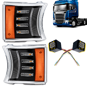 Kit Lanterna Pisca Mascara Negra V8 Scania S5 S6 Pgr Gauer