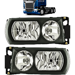 Par Farol Scania Série 5 Série 6 P/G/R Marca Nacional NINO Máscara Negra