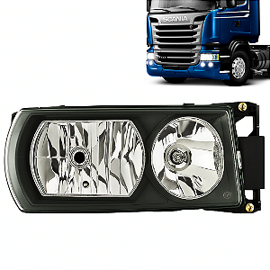 Farol Scania Lado Direito Série 5 Série 6 P/G/R Marca Nacional NINO Máscara Negra