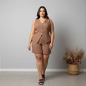 Conjunto Colete Plus Size com Laços